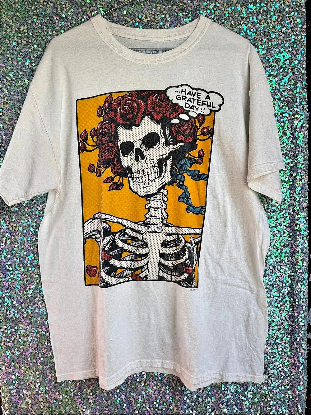 Liquid Blue Grateful Dead Pop Art Bertha Have a Grateful Day T-Shirt Graphic Tee